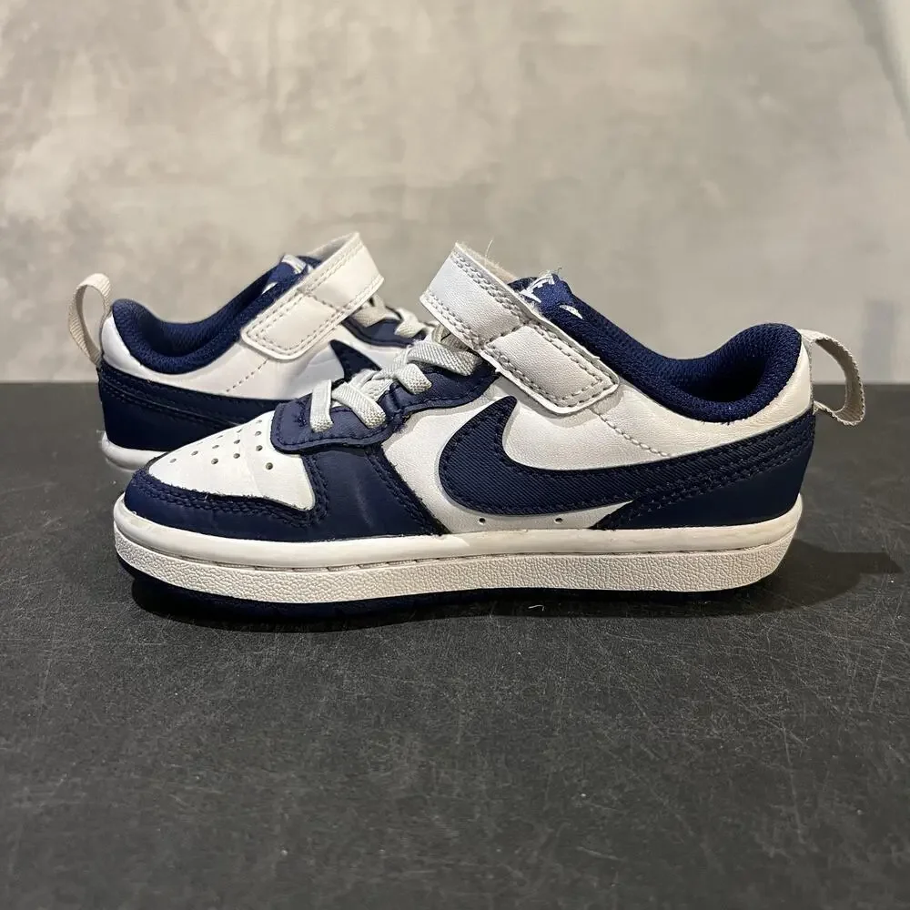 Nike Court Borough Low 2 Shoes Toddler Size 10.5C White Navy BQ5451-107